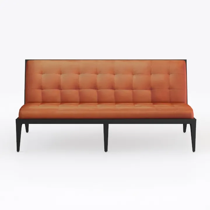 Modern Tufted Orange Fabric Upholstered Dining Bench 3D Model