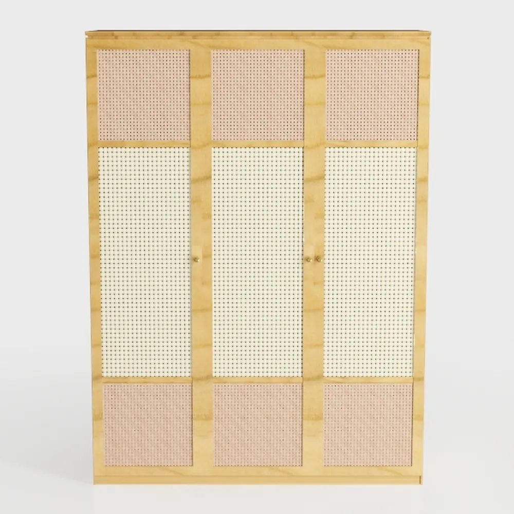 Rattan Room Divider with Built-in Bookshelf | 