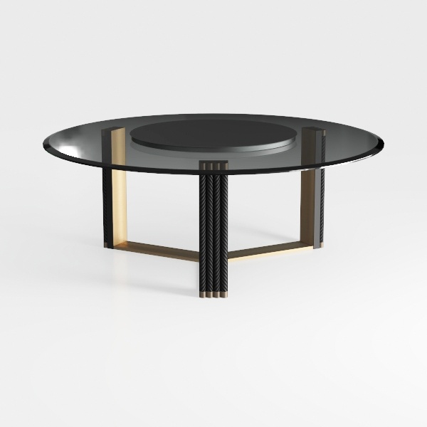 Jexis Modern Black Glass Round 71 in. Pedestal Din