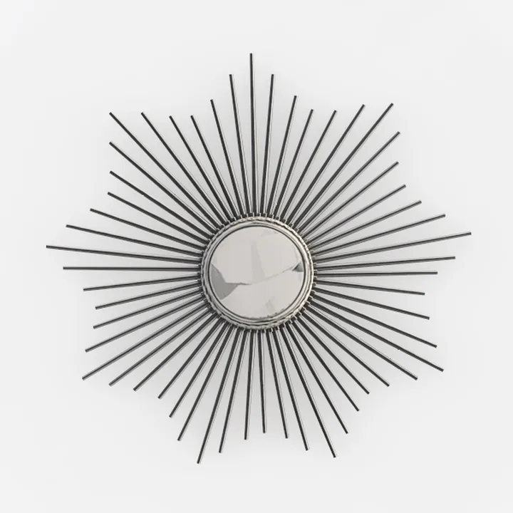 Modern Metal Sunburst Wall Mirror Decor 3D Model