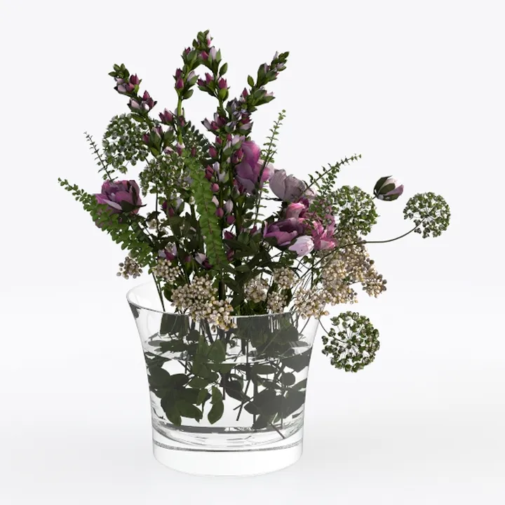 Clear Glass Floral Arrangement Decorative Vase 3D Model