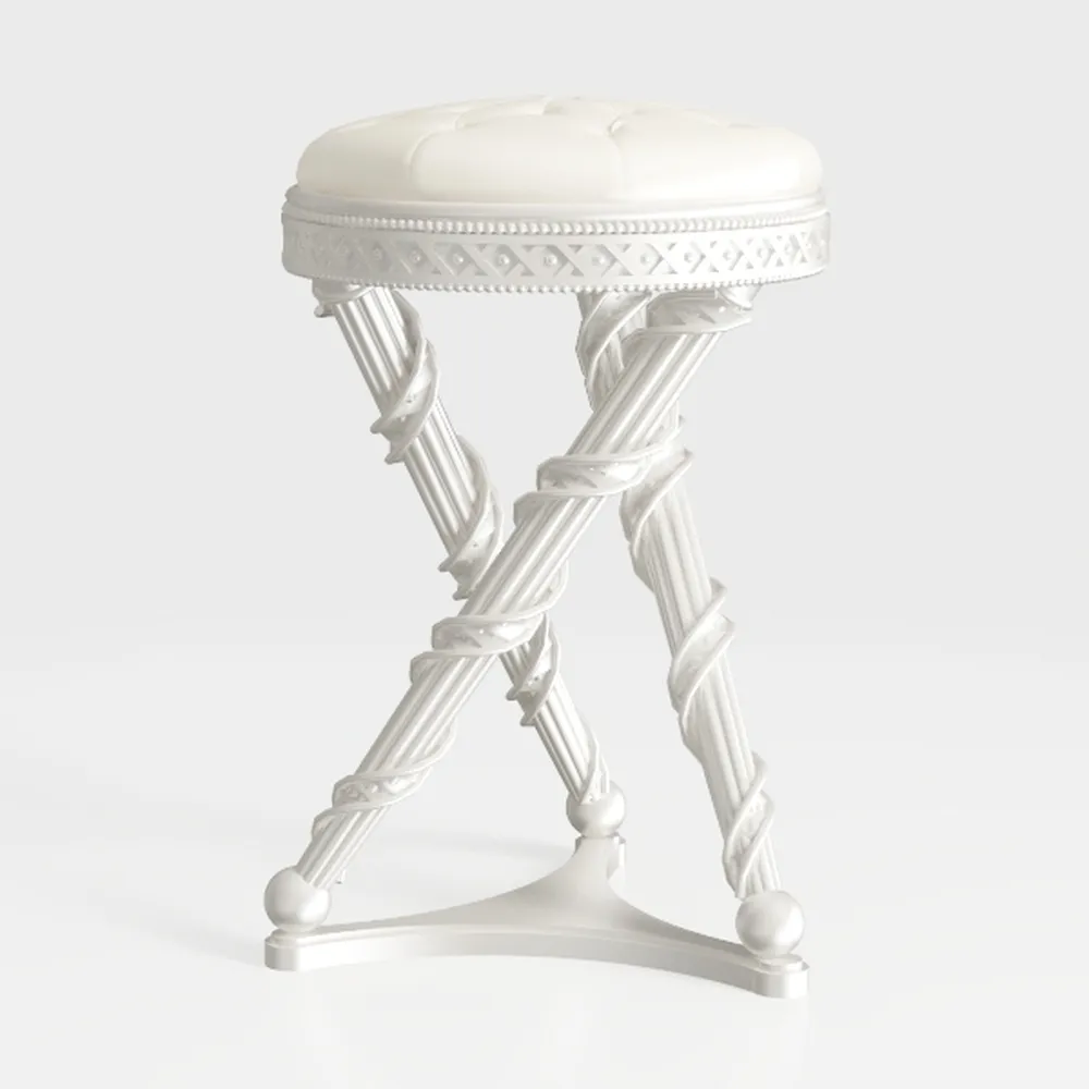 PU Leahter Rolling Stool Height Adjustable Round