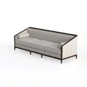 Minimalist Fabric Wood Frame Three Seat Sofa 3D Model Left 45 Degree View