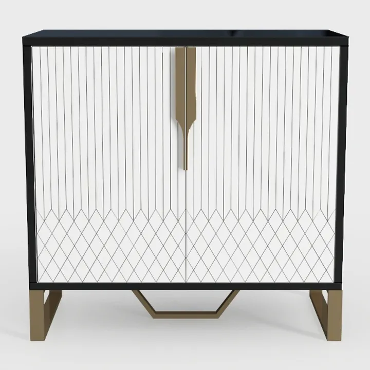 Modern Black White Gold Accent Cabinet Geometric Pattern 3D Model