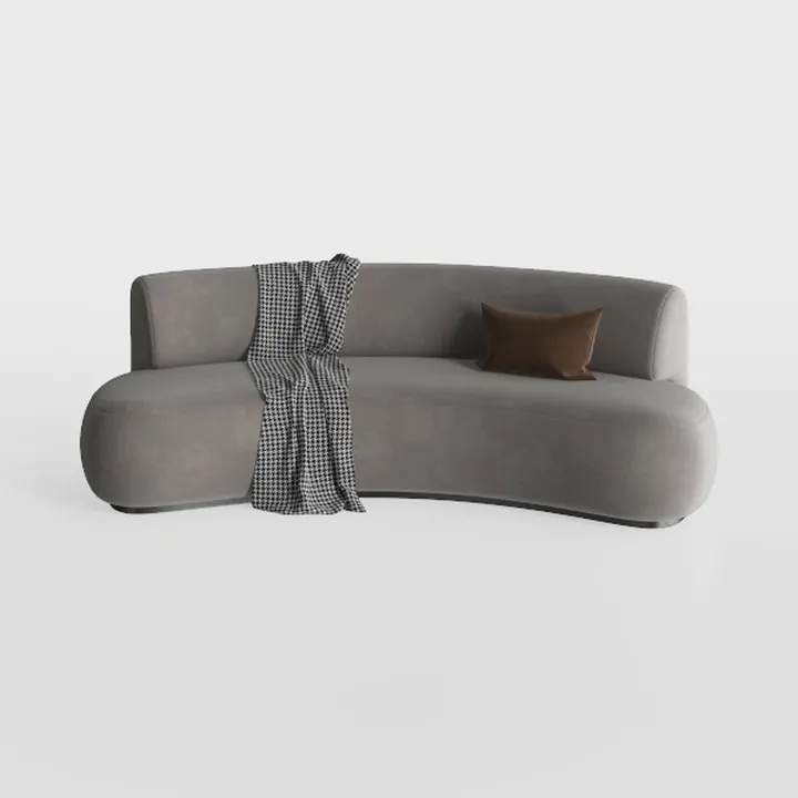 S-Curved Chenille Loveseat Sectional Sofa - Cloud