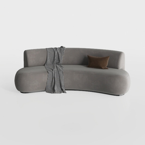 S-Curved Chenille Loveseat Sectional Sofa - Cloud