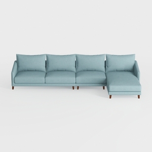 Minimalist Fabric L Shaped Sectional Sofa 3D Model
