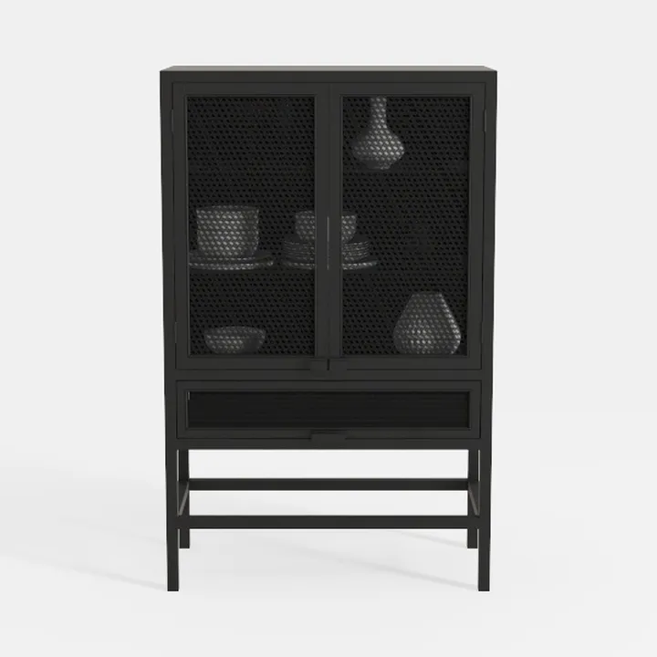 Modern Black Metal Mesh Display Cabinet 3D Model