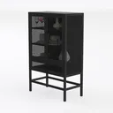 Modern Black Metal Mesh Display Cabinet 3D Model Left 45 Degree View