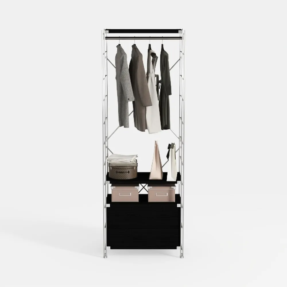 Heavy Duty Coat Rack with Storage Basket Metal