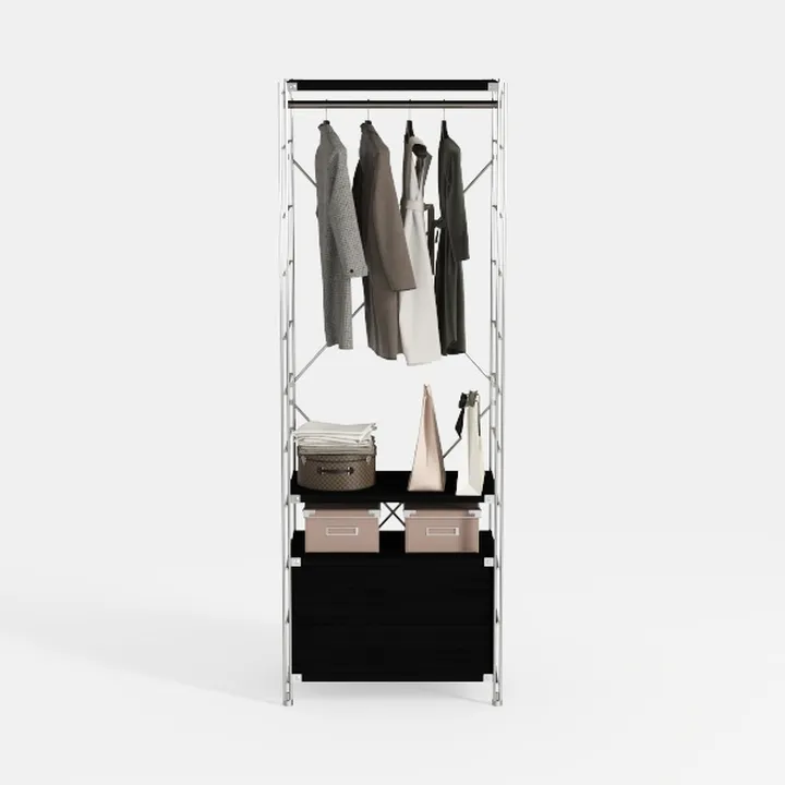 Heavy Duty Coat Rack with Storage Basket Metal