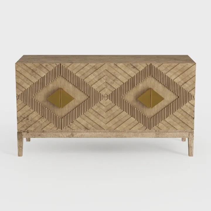 Buffet Cabinet with Storage,Carved 4 Door