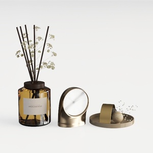 Modern Brass Glass Tabletop Decor Set 3D Model