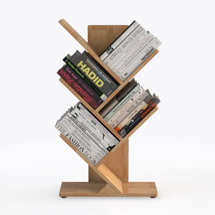 Minimalist Solid Oak Wood Bookshelf Storage Rack 3D Model