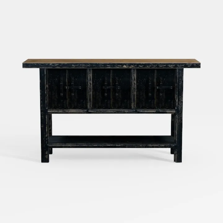 Vintage Distressed Solid Wood Console Table 3D Model