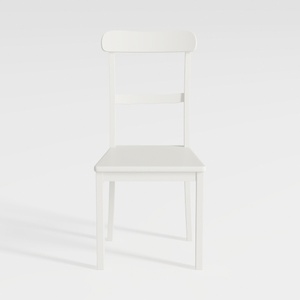 Minimalist White Solid Wood Dining Chair 3D Model