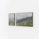 Minimalist Landscape Canvas Wall Art Set 3D Model Left 45 Degree View