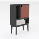 JOZZBY Black Sideboard Buffet Cabinet with Storage Right 45 Degree View