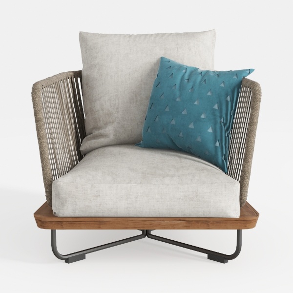 bali & pari Helina Woven Seagrass Arm Chair, Bleac