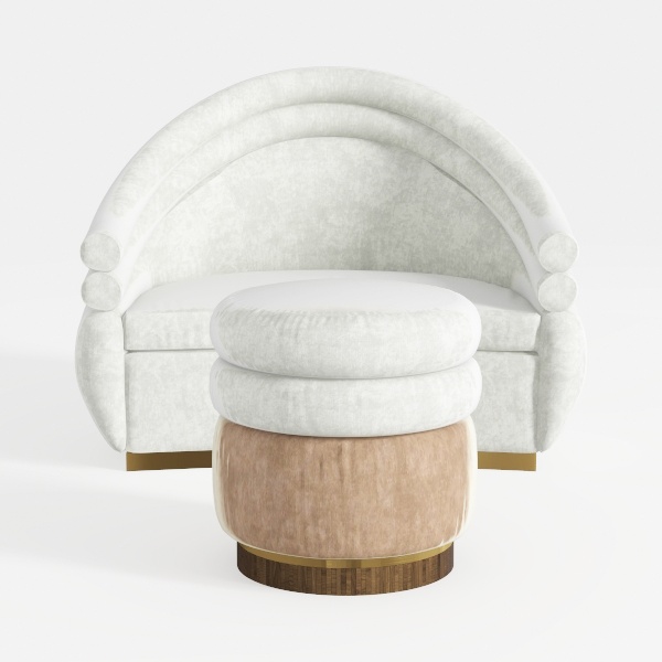 LKJYBG Round Swivel Cuddle Barrel Armchairs with W