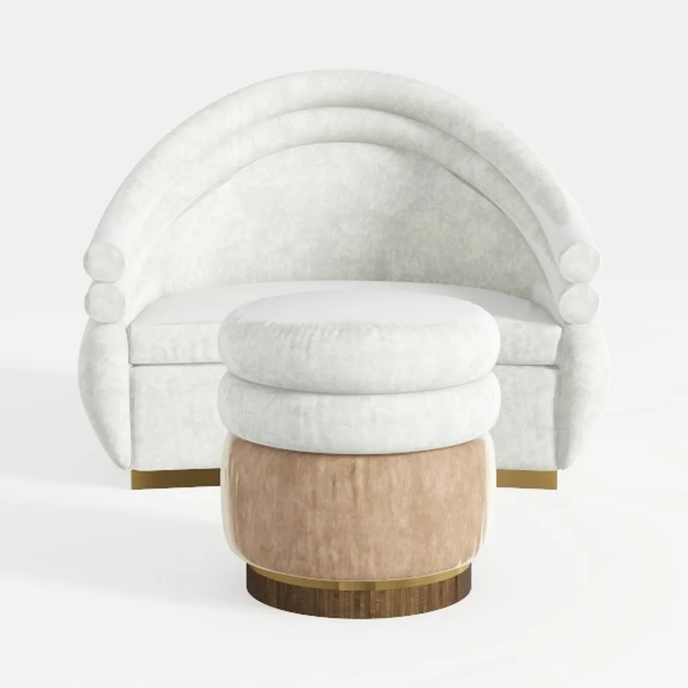 LKJYBG Round Swivel Cuddle Barrel Armchairs with W