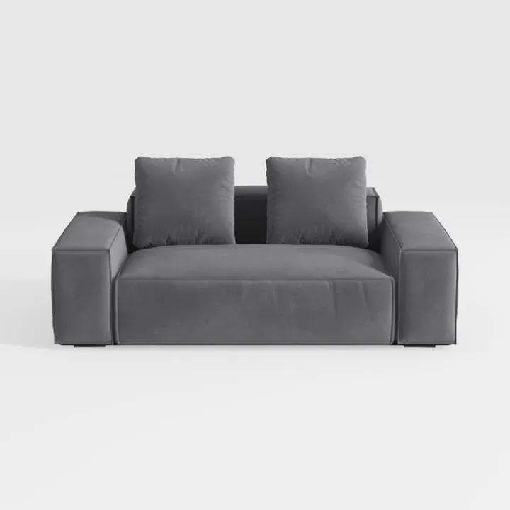 Minimalist Dark Gray Fabric Loveseat Sofa 3D Model