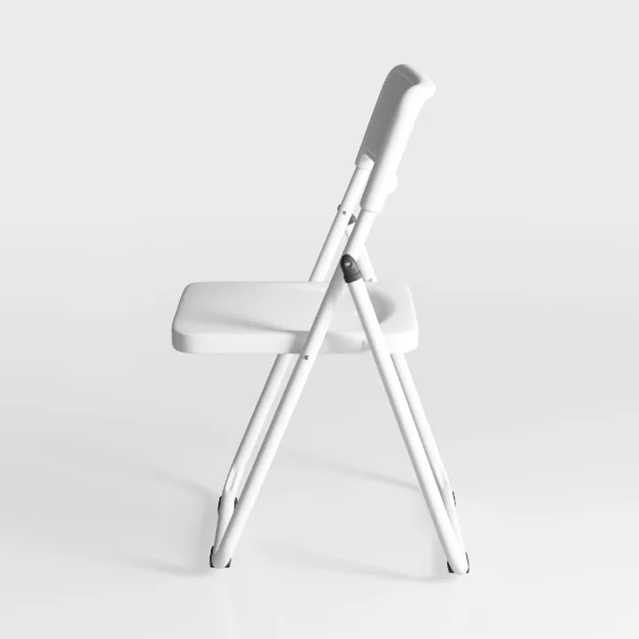 Minimalist White Plastic Metal Folding Chair 3D Model