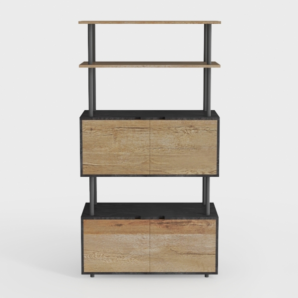 VECELO Bookshelf,5-Tier Book Shelves with 2