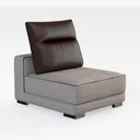 Modern Two Tone Fabric Leather Armless Chair 3D Model Right 45 Degree View