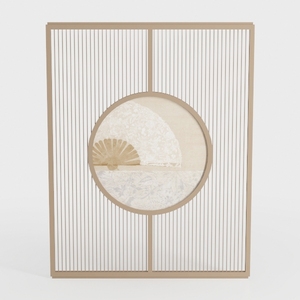 Minimalist Japandi Solid Wood Decorative Room Divider Screen 3D Model