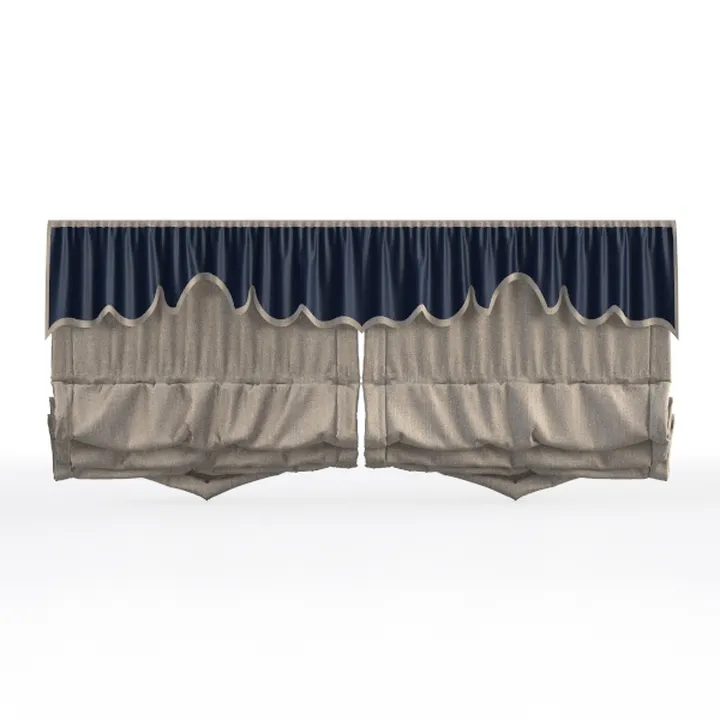 Two Tone Linen Fabric Classic Roman Curtain 3D Model
