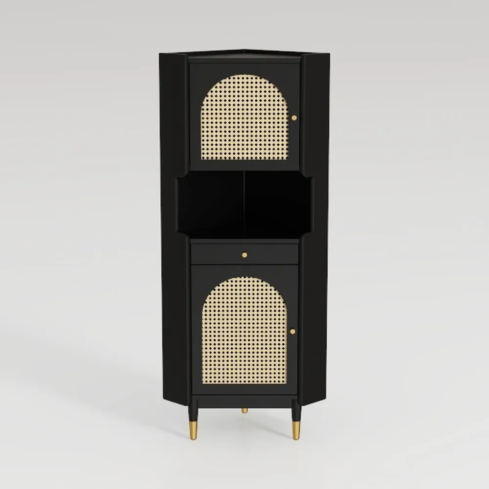 67" H Tall Corner Cabinet with Doors and 6 Storage