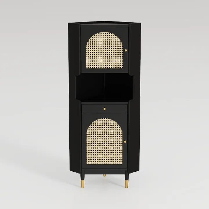 67" H Tall Corner Cabinet with Doors and 6 Storage