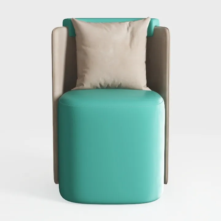 Modern Two Tone Fabric Accent Armchair with Throw Pillow 3D Model