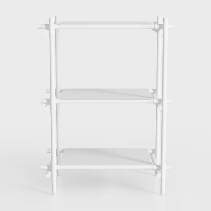 Minimalist White Metal and MDF Open Shelving Storage Rack 3D Model