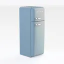 Vintage Pastel Blue Enamel Double Door Refrigerator 3D Model Right 45 Degree View