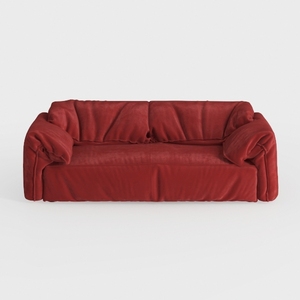 Modern Burgundy Velvet Oversized Loveseat Sofa 3D Model