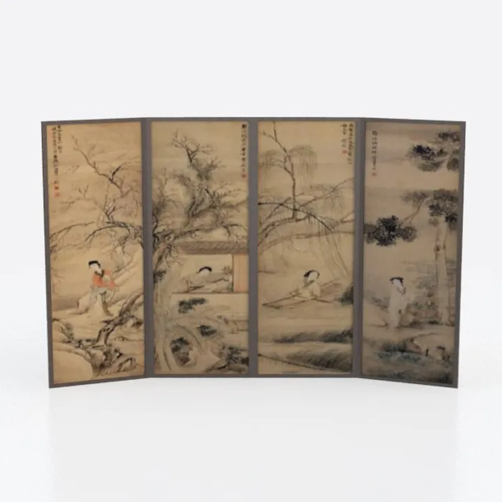 CIFIBIFUN 4 Panels Asian Wall Picture Roll Scroll