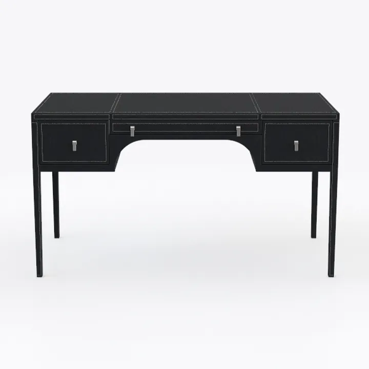 Minimalist Black Solid Wood Office Desk With Drawers 3D Model