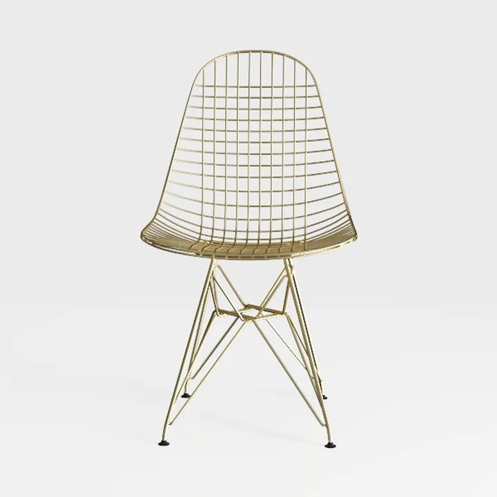 Modern Gold Metal Wire Dining Chair 3D Model