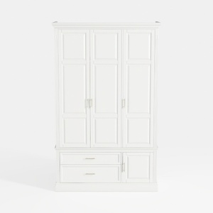 Minimalist White Solid Wood Wardrobe With Drawers Storage 3D Model