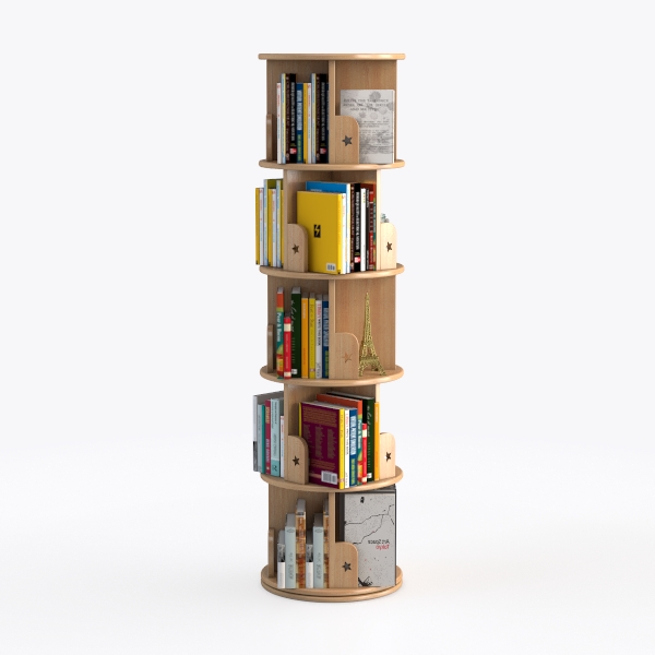 Aheaplus Rotating Bookshelf, 360 Display Wood