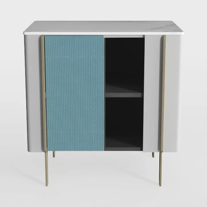 HLR Storage Bench with Glass Door&Shelf, Modern