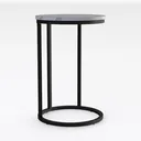 Modern Marble Top Black Metal Round Side Table 3D Model Right 45 Degree View