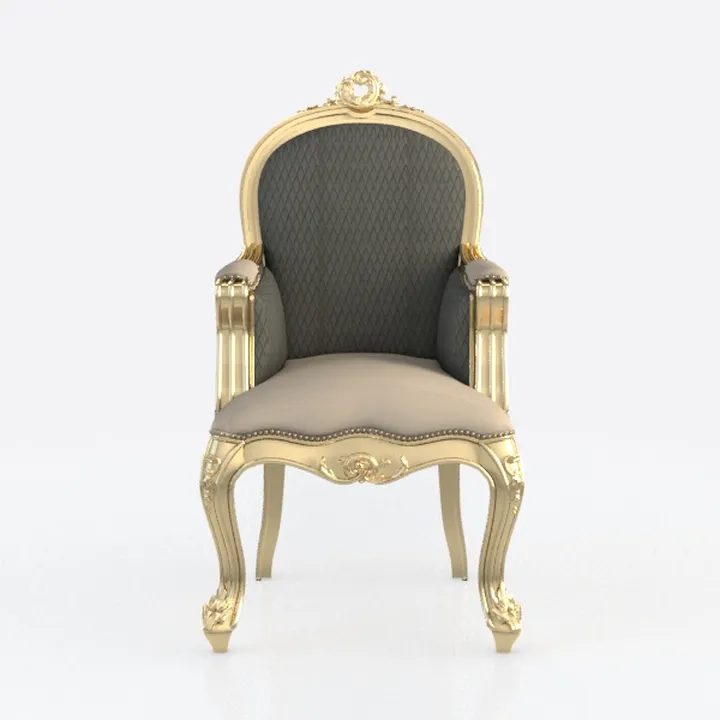 Gold and Silver Polyester Crown Top Dining Armchai
