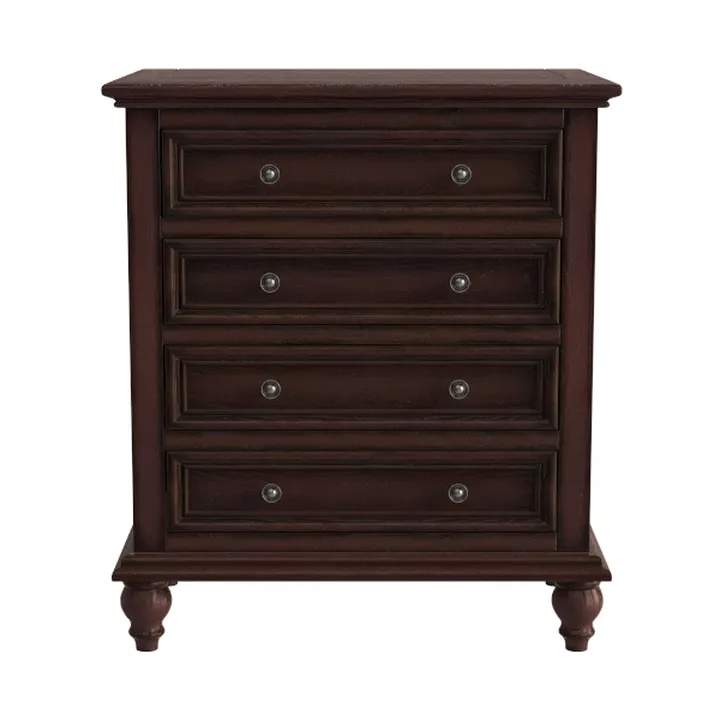 Traditional Solid Wood 4 Drawer Dresser Chest 3D Model