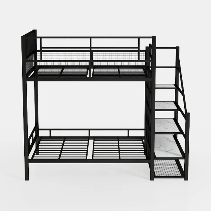 Twin Over Twin Size Bunk Bed with Ladder, Metal