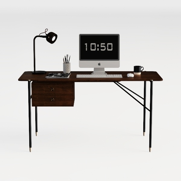 LDAILY Mid-Century Desk, 43.5&quot; Bedroom Vanity Tabl