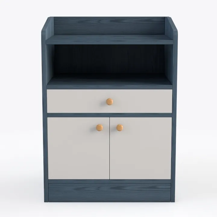 Metal Blue Nightstand with Open Shelves, Compact