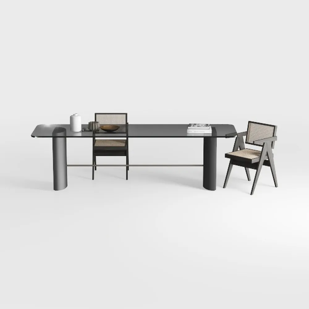 3-Piece Wicker Outdoor Dining Set with Gray Cushio